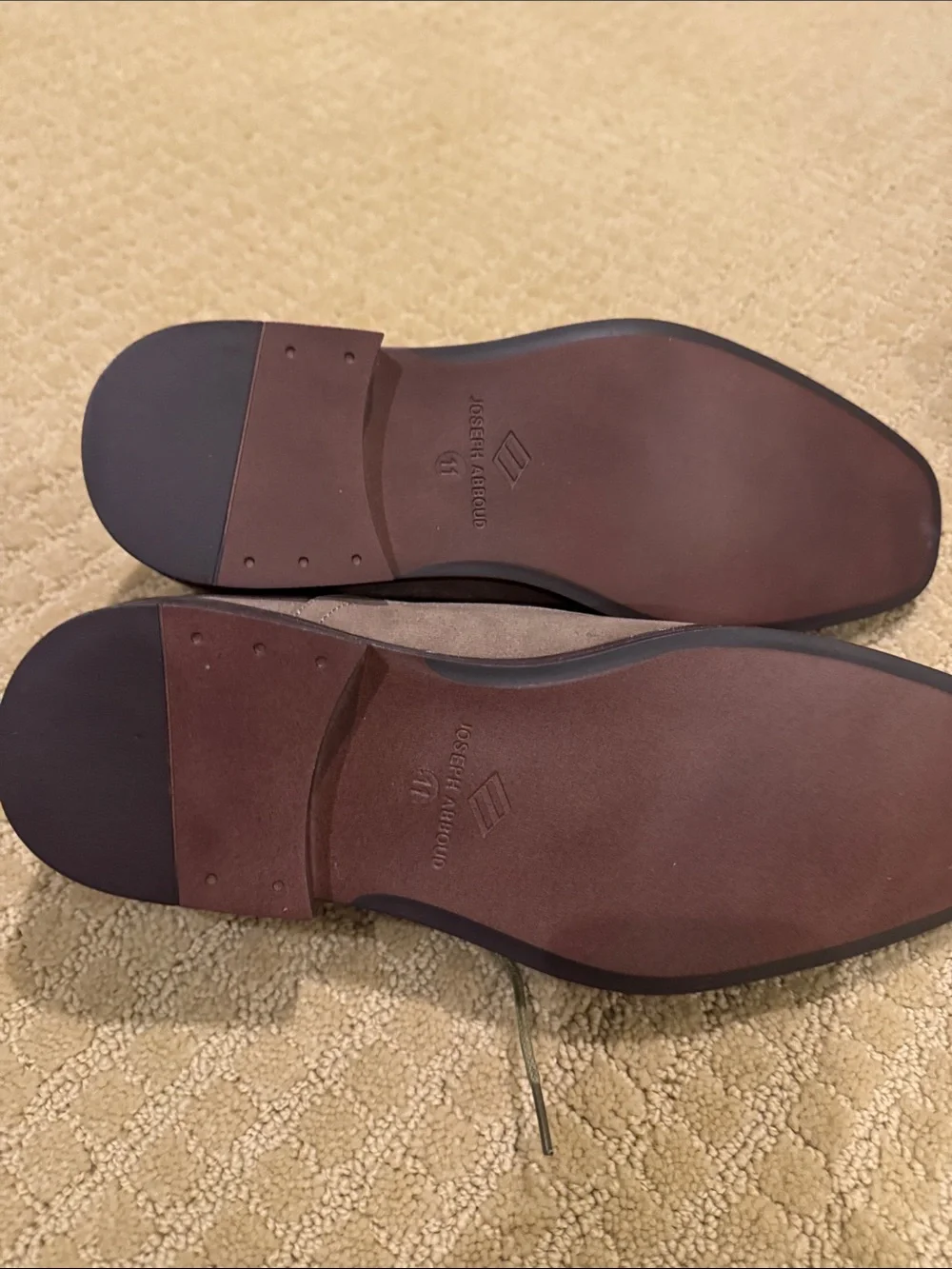 Joseph Abboud Taupe Suede Derby Shoes with Olive Laces
